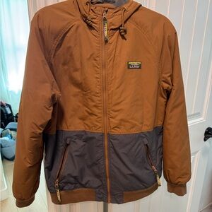 L.L. Bean Two-Tone Brown and Dark Gray Hooded Windbreaker